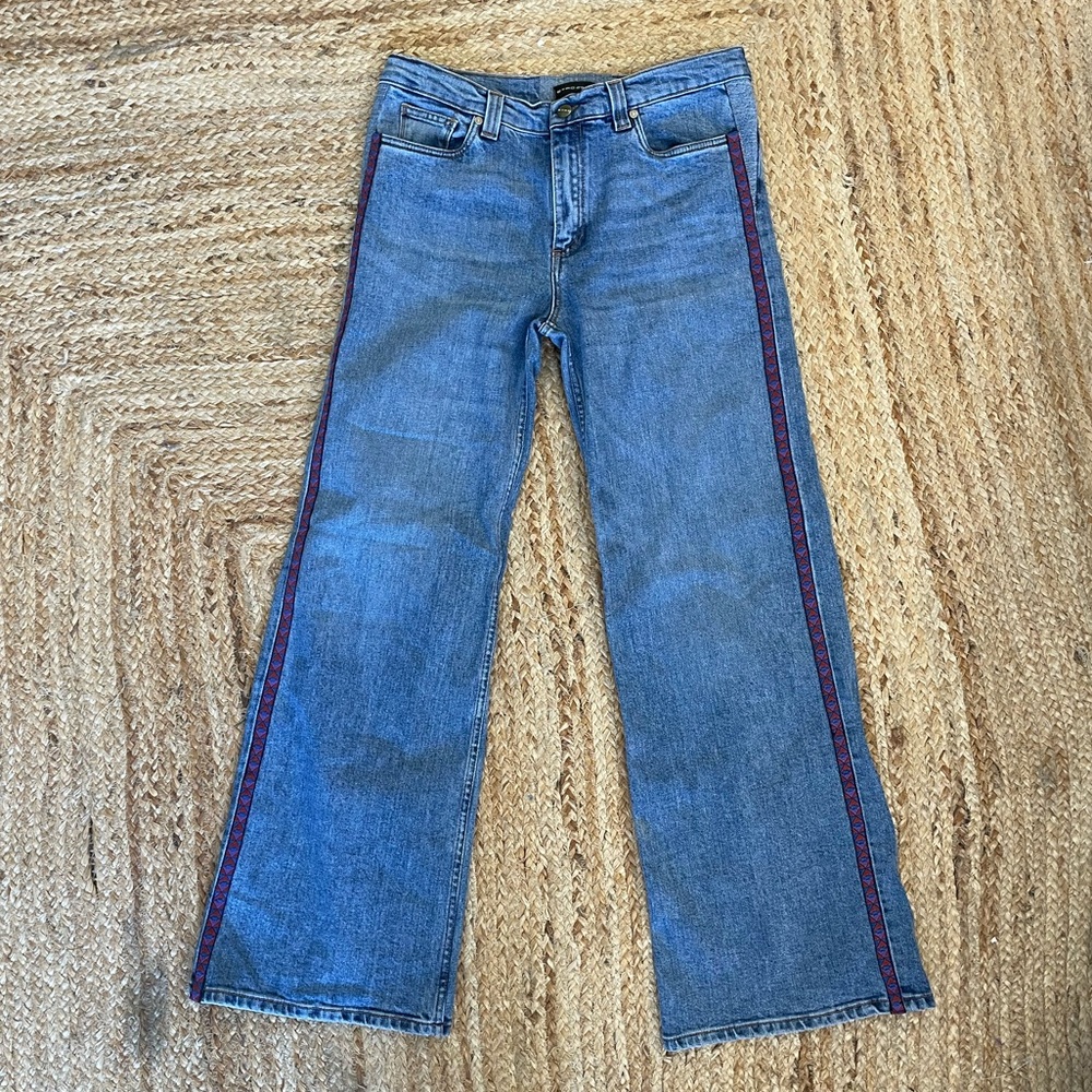 ETRO Mid Rise Side Embroidered Flare Jeans